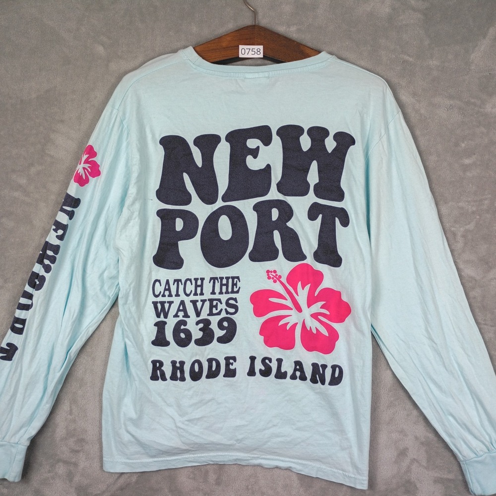 Southern Spirit Graphic Tee Men XL Blue Newport RI Long Sleeve Beach Summer Boho